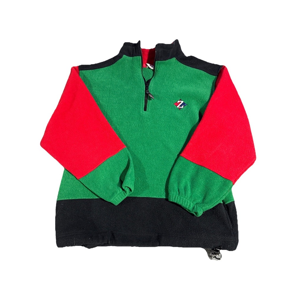 vintage 1990s jerzees red & blue quarter zip fleece Pullover sweatshirt